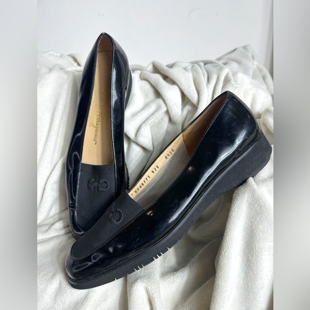 Salvatore Ferragamo Women Gancini Genuine Leather Mesh Loafers Shoes 8 1/2